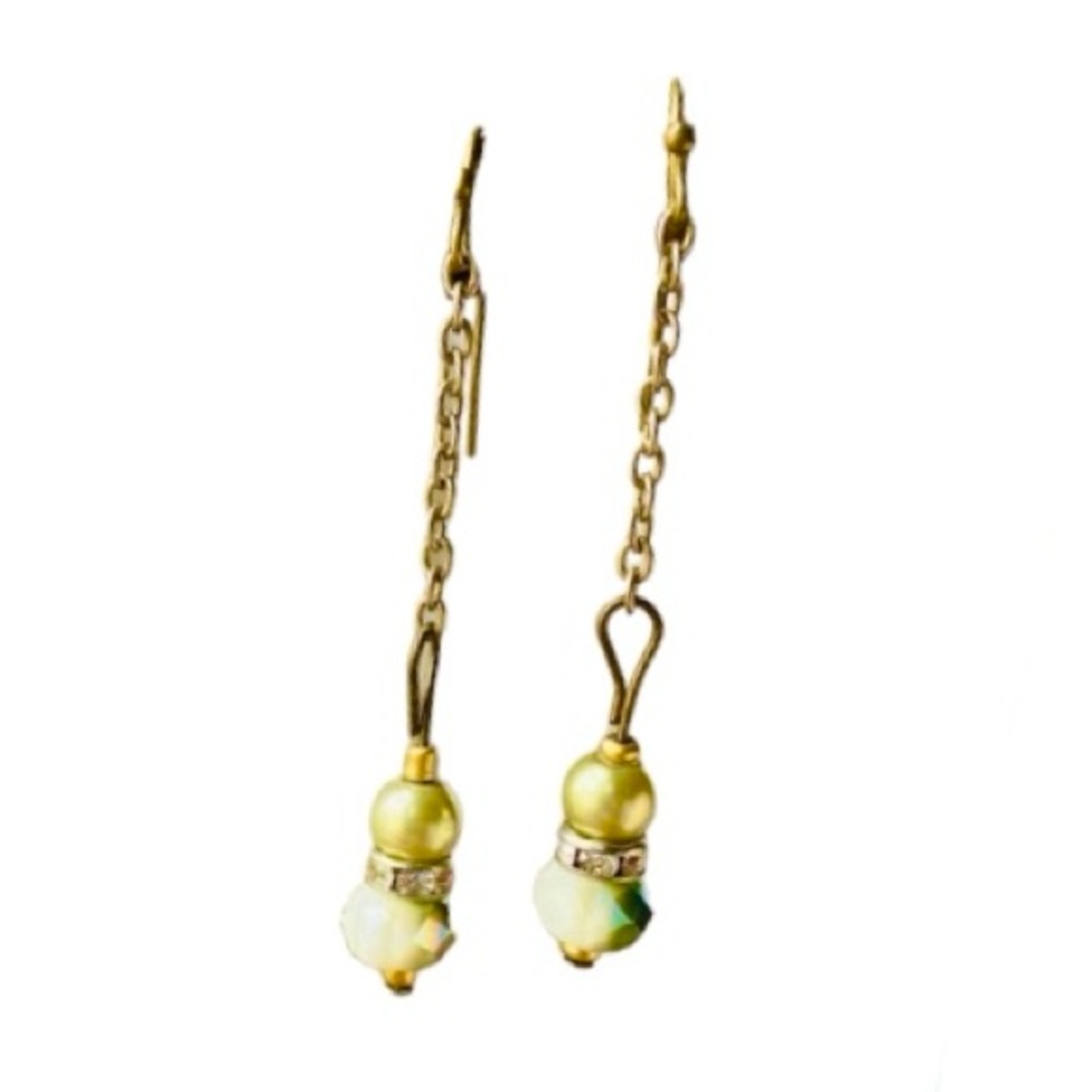 Handmade Flash of Green and Gold Swarovski Crystal Beaded Chain